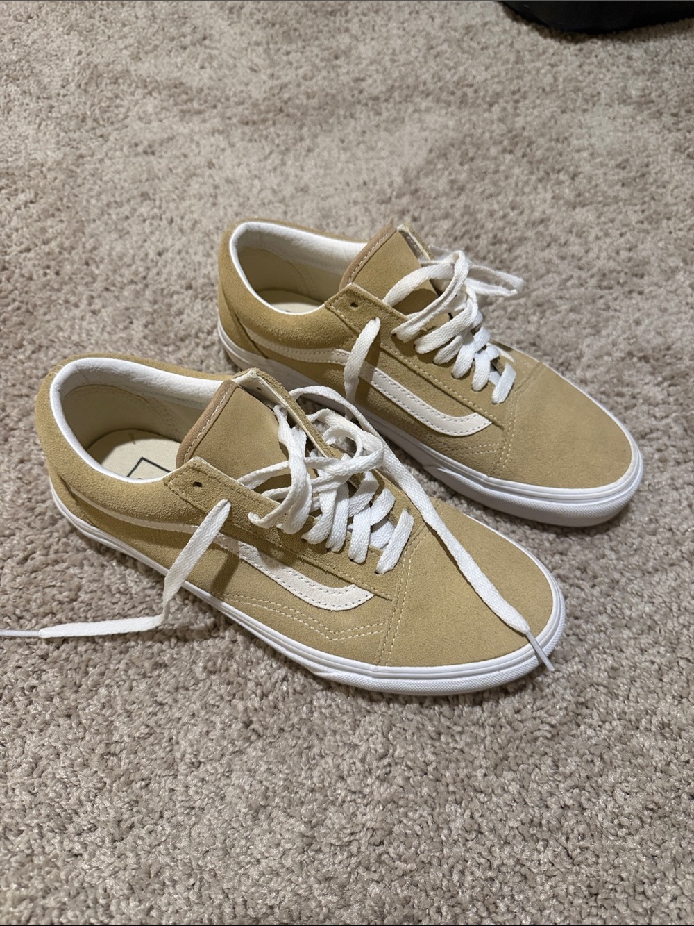 Casual Vans Low-Top Suede Sneakers in Beige and White